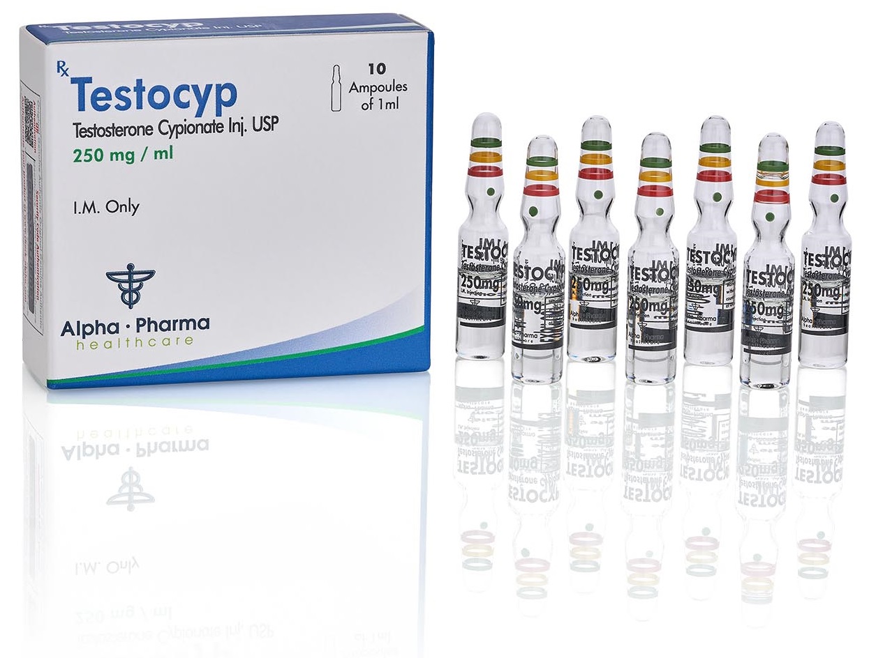 Alpha Pharma. Testocyp (Testosterone Cypionate 250 mg/ml) (TEST C) 1 ml ampoule x10